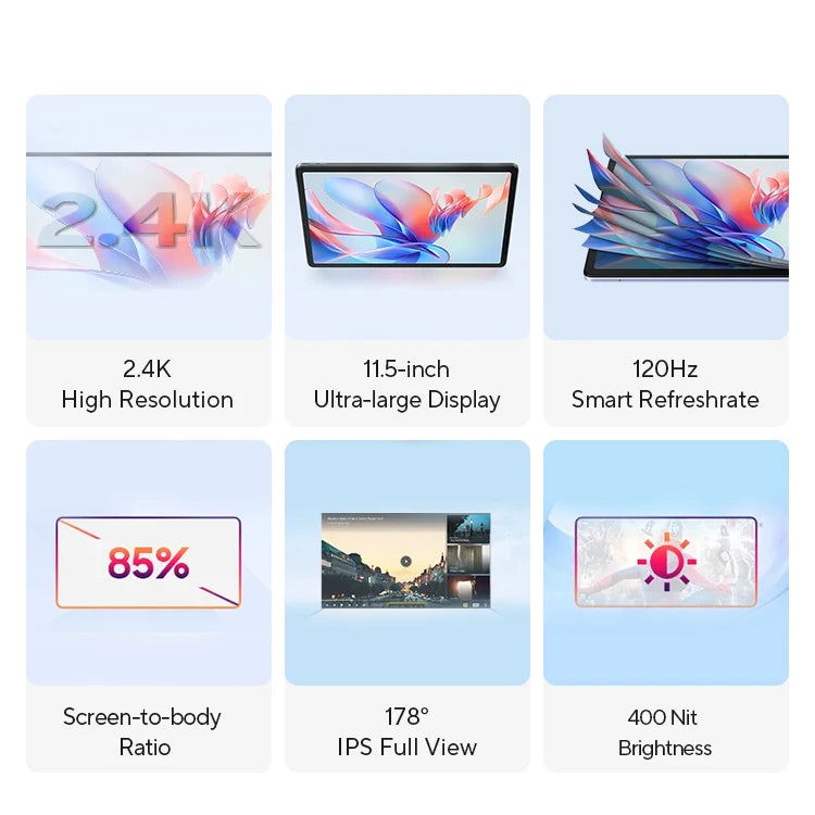 【World Premiere】Blackview MEGA 1 Tablet 11.5 inch 2.4K 120Hz Display 12GB 256GB 8800mAh 50MP+13MP Camera 33W Fast Charging