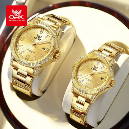 OPK 8184 Luxury All Gold Women Watch Waterproof Luminous Automatic Date Quartz Watch Brand Original Leisure Men Women Watches