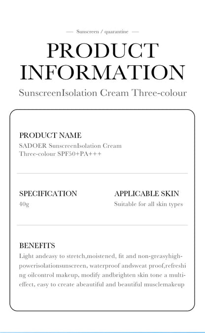 SPF50+ Makeup Primer Moisturizing Isolation Cream Invisible Pores Facial Base Brighten Correcting Skin Tone Refreshing Cosmetics