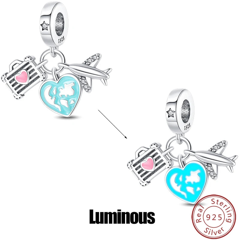 Charms Luminous Firefly Stars Cherry S925 Silver Pendants Beads 3mm DIY Party Christmas Fine Jewelry Making Gifts