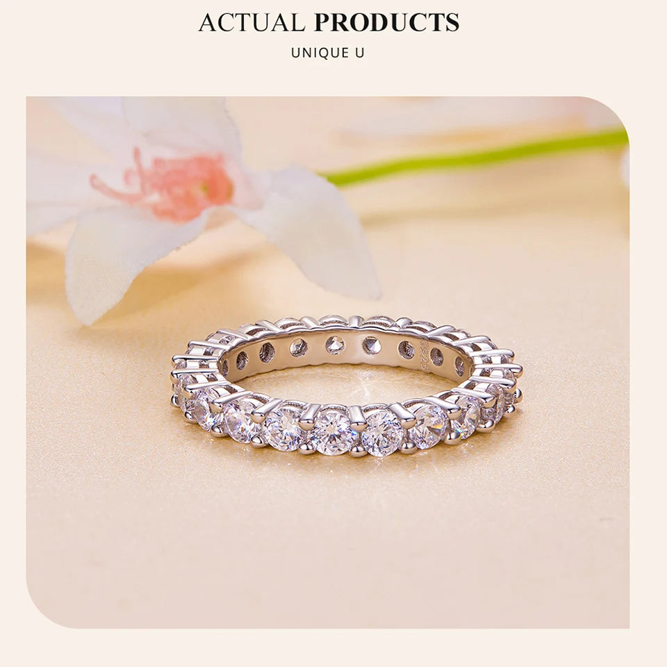 BAMOER Moissanite Ring Full Eternity Band for Women 925 Sterling Silver Diamond Wedding Engagement Ring