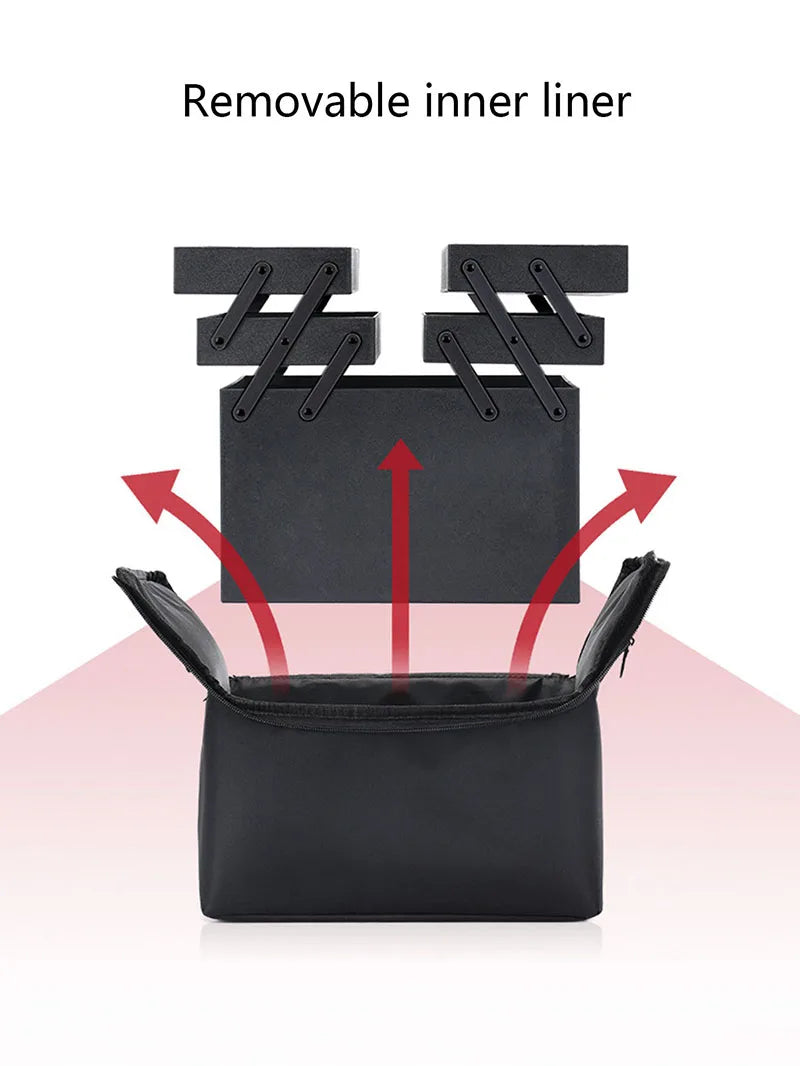 Large Makeup Carrying Train Case For Women Manicurist Toolbox 4 Tier Storage Box Travel Makeup Case Professional Nail Organizer