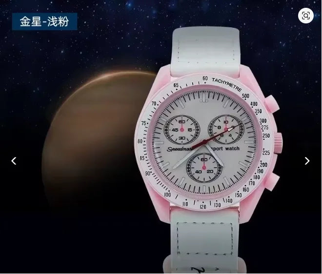 Fashion Trend Women's Watch Swatch Black Snoopy Luxury Brand Men's Watch Plastic Case Timing Moon Exploration Planet Watch