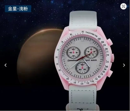 Fashion Trend Women's Watch Swatch Black Snoopy Luxury Brand Men's Watch Plastic Case Timing Moon Exploration Planet Watch