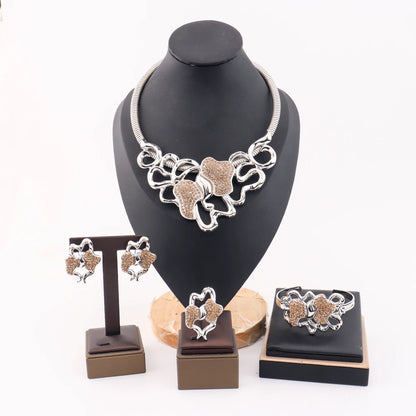 Dubai Gold Plated Jewelry Set Necklace Earrings Ring Bracelet Non-fading Jewelry Set Gift Luxury Wedding Jewelry Gift