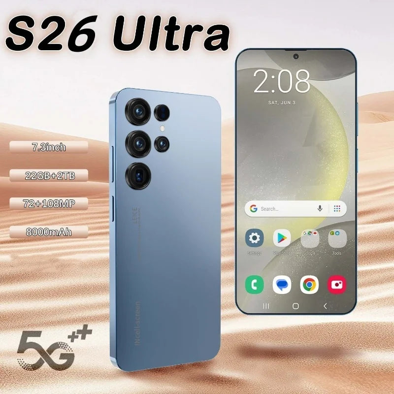 HOT 2025 new S26 Ultra original intelligent 5G dual card dual standby Android 13 system global version phones 8000mAh battery