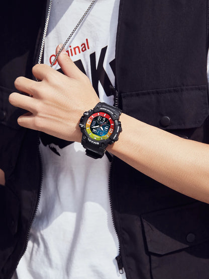 SMAEL 8049 Watch Sport LED Light Alarm Clock Dual Time Display WaterproofWeek Auto Date Wristwatches Quartz