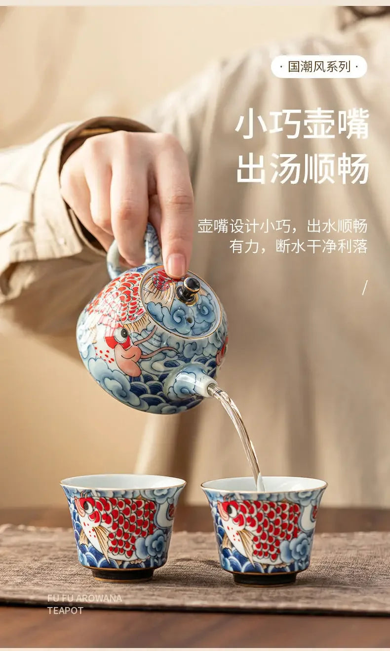 Chinese Underglaze Color Ceramic Teapot Tea Gift Customized Tea Infuser Tea Pot