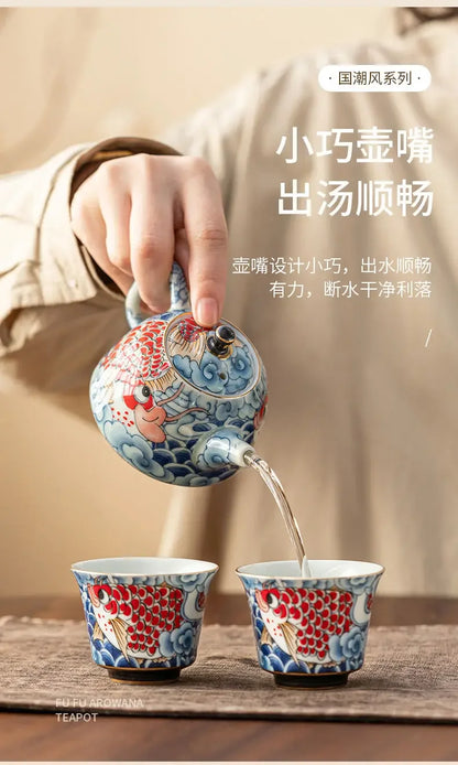 Chinese Underglaze Color Ceramic Teapot Tea Gift Customized Tea Infuser Tea Pot