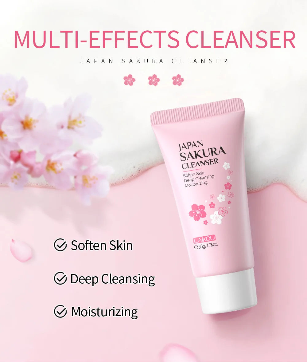 LAIKOU Sakura Facial Cleanser 50g – Deep Cleansing, Brightening & Moisturising