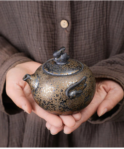 Rust Glazed Tea Pot Ceramic Kung Fu Tea Set Pot Vintage Rough Pottery Yixing Teapots Infuser Teapot Clay Coffeeware Teaware Puer