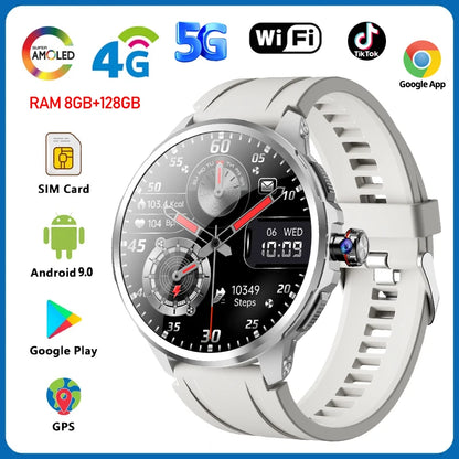 5G/4G All-Network Smart Watch 1.95 inch AMOLED 2100mah Battery 8GB+128GB RAM 900W Camera GPS WIFI Google APP Download Smartwatch