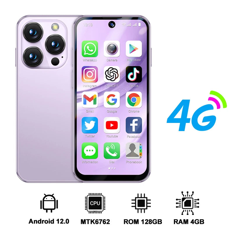 2025 NEW mini Android Smartphone 3.88" HD Display,4G LTE/3G WCDMA,4GB+128GB/2GB+16GB,2000mAh Battery Small Mobile Phone Unlocked