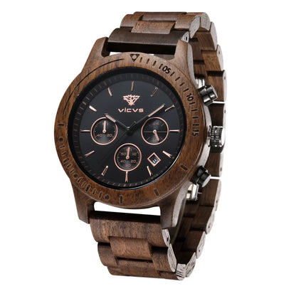 VICVS Wooden Quartz Watch Men Watches Casual Wristwatch For Men Unique Gift