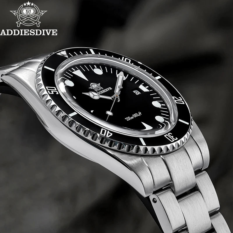 ADDIESDIVE Luxury Men's Analog Watch BGW9 Luminous Ceramic Bezel Bubble Mirror Glass Diver's Watch 200m Quartz Watches AD2068