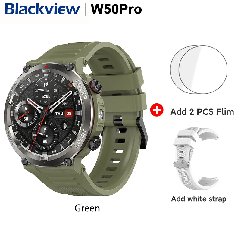 [World Premiere] Blackview W50 Pro Smartwatch 1.45" HD Display Flashlight Bluetooth Phone Call 960mAh Rugged Smartwatch