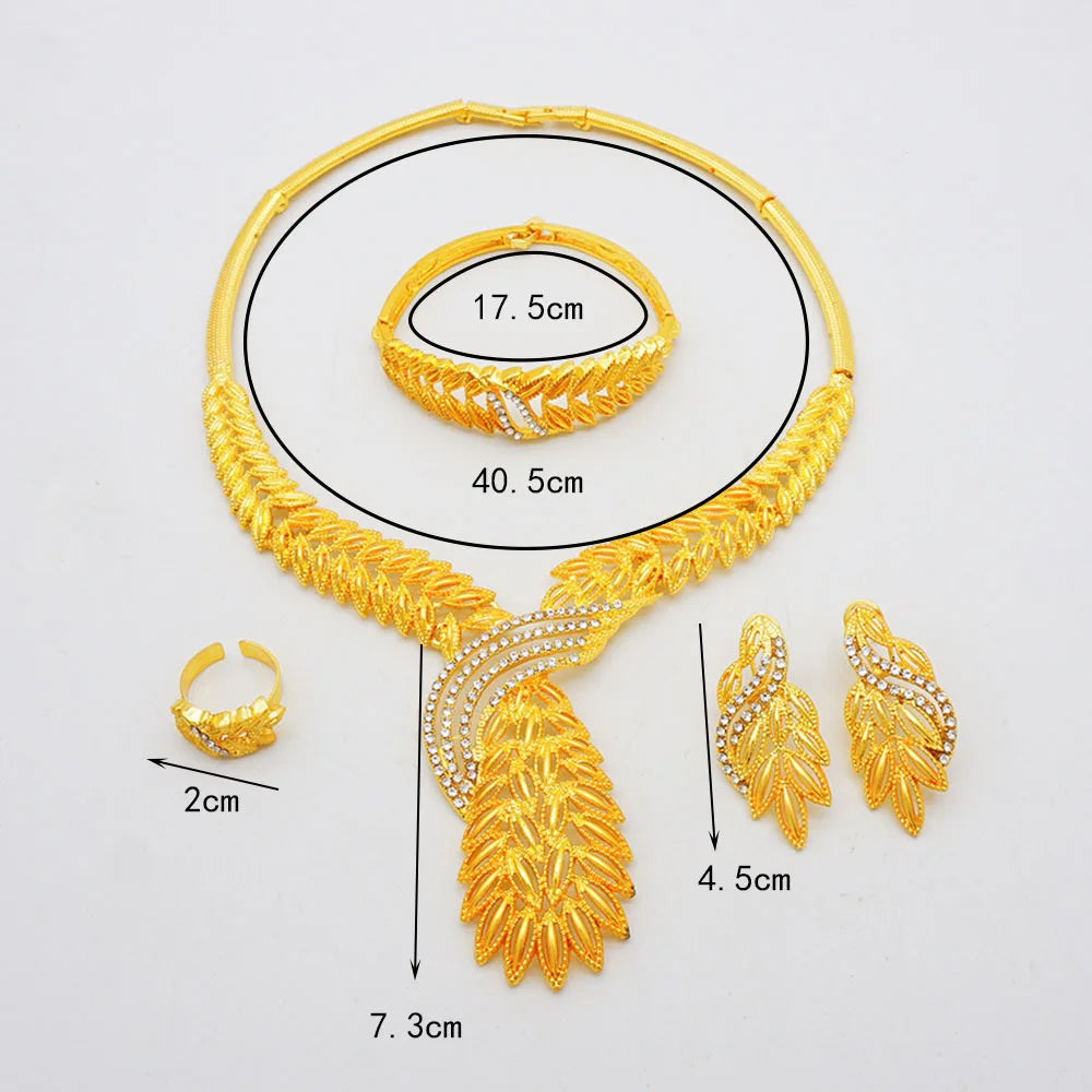 Necklace/Earrings/Bracelet/Ring (Diamond) Women 24K Gold, AU999 | Wire-inlaid bamboo with diamond accents.