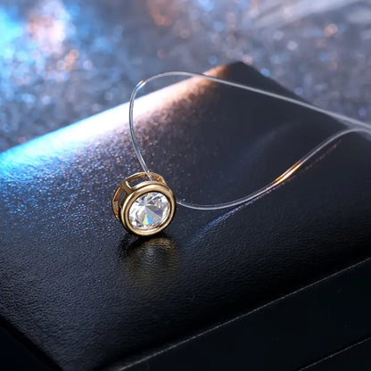 1 Pcs Fashion Alloy Contain Invisible Stone Necklace Gold Metal Color Transparent Clavicular Chain Necklace For Women N18-T2