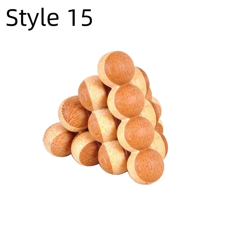 Wooden Kong Ming Lu Ban Lock – 3D IQ Brain Teaser Montessori Puzzle Toy for Kids & Adults