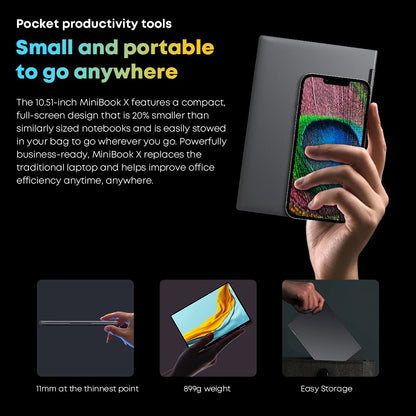 CHUWI MiniBook X 2025 2-in-1 Laptop Tablet Intel N150 CPU 10.51' FHD IPS Screen 12GB LPDDR5 512G SSD Windows 11 Notebook PC