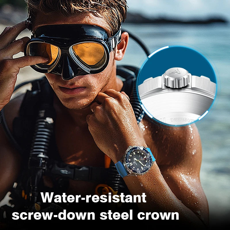 NORTH EDGE Watches for Man TRITON Solar Powered Diving Watch Quartz Wristwatch Stainless Steel Waterproof 300M Luxury Man Watch