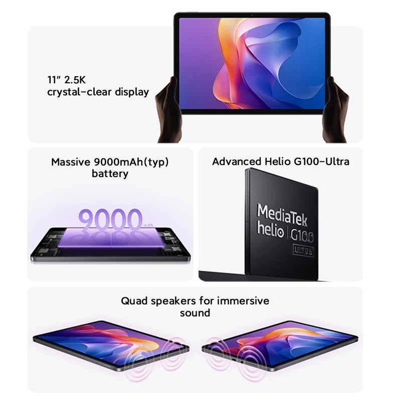 Xiaomi Redmi Pad 2 Tablet - 2.5K Display Helio G100-Ultra 11" 18W Fast Charging 9000mAh Battery