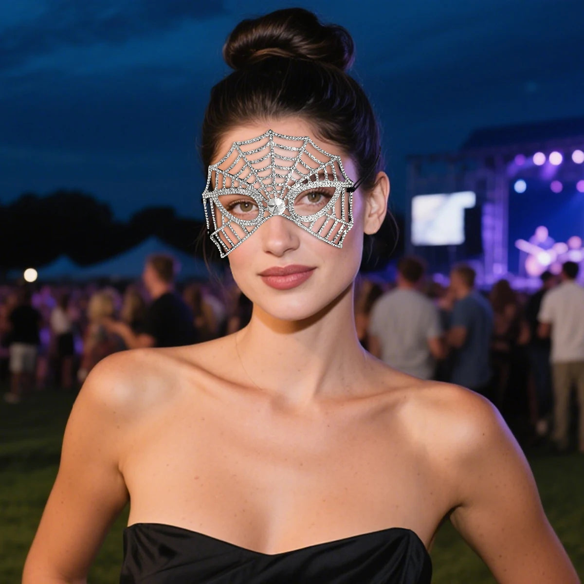 European and American Halloween Baroque Rhinestone Spider Alloy Mask Party Dance Sexy Jewellery Mask Accessories For Women
