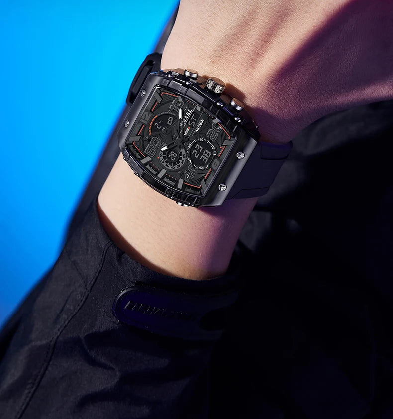 SMAEL Brand 8109 New electronic watch fashion square dual display waterproof luminous Multi-color For Men