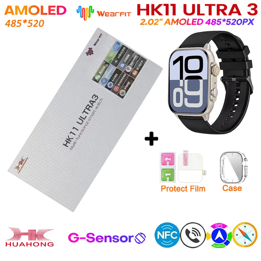 2025 HK11 ULTRA 3 Smartwatch 49mm HD AMOLED 4G ROM Bluetooth Network ChatGPT Call Robot Clock NFC Compass Men Women Smart Watch