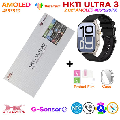 2025 HK11 ULTRA 3 Smartwatch 49mm HD AMOLED 4G ROM Bluetooth Network ChatGPT Call Robot Clock NFC Compass Men Women Smart Watch