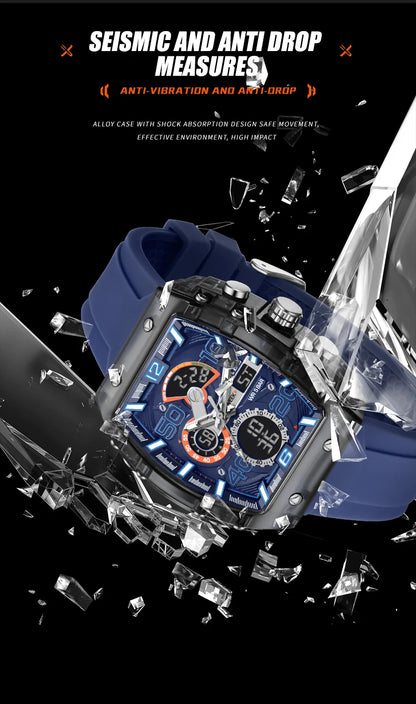 SMAEL Brand 8109 New electronic watch fashion square dual display waterproof luminous Multi-color For Men