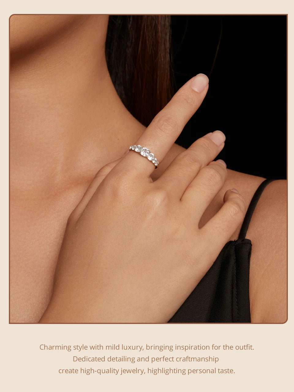 Bamoer Moissanite Ring Heart Setting D Color VVS1 EX Lab Diamond Ring 925 Sterling Silver for Women Engagement Wedding Jewelry