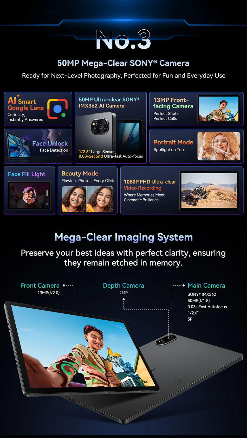 【World premiere】Blackview MEGA 8 Tablet 13 inch FHD+ 90Hz Display AI 11000mAh  Android 15 50Mp Camera 4 BOX Speakers 4G Pad PC