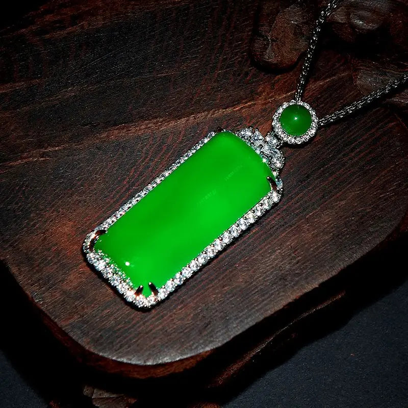 Natural high ice chalcedony green jadeite color safe and sound brand pendant