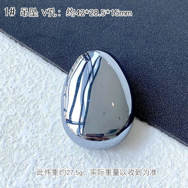 Natural Terahertz Wave Crystal Round Beads Necklace 42x28mm Chain Women Men Drop Shipping AAAAA
