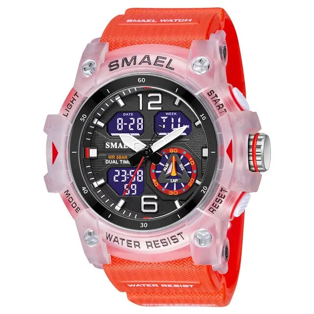 SMAEL Sport Watch Military Wristwatch for Men Alarm Stopwatch LED Digital Back Light Dual Time Display Waterproof Watch Men 8007