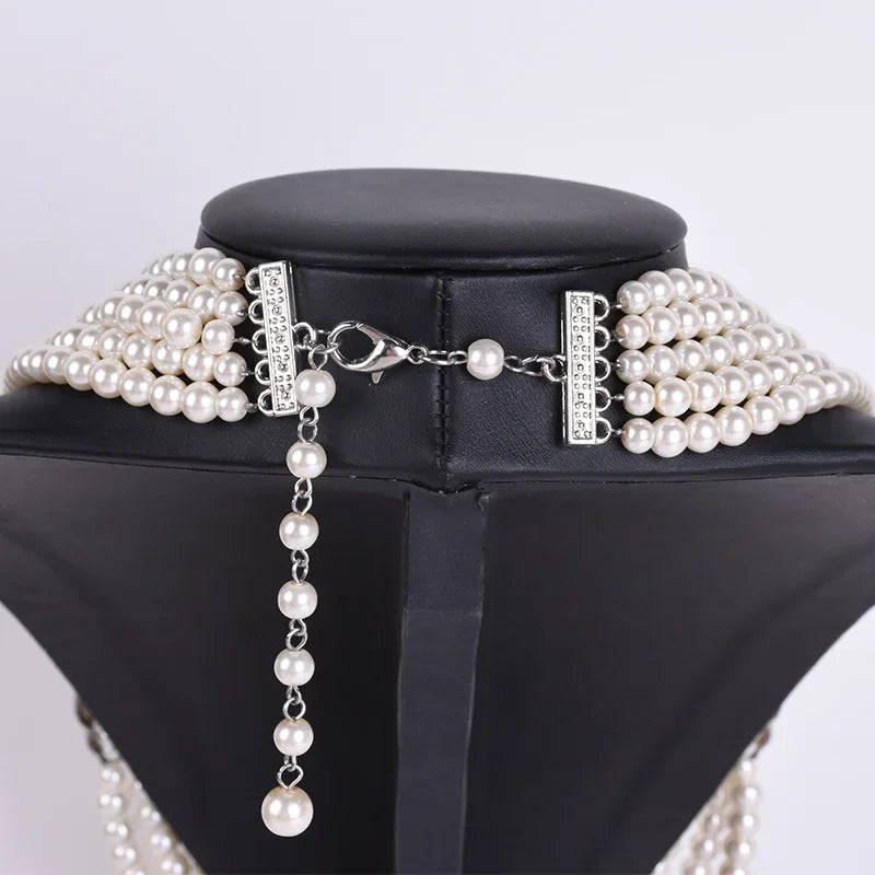 Elegant Crystal Multilayer Long Necklaces for Women Chokers Collier Femme Party Wedding Jewelry