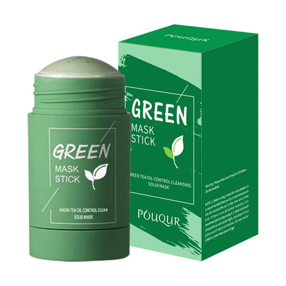 Green Tea Solid Mask Deep Cleansing Pores Shrinking Remove Blackhead Anti Acne Blemish Refreshing Mud Mask Brightening Skin Care