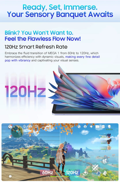 【World Premiere】Blackview MEGA 1 Tablet 11.5 inch 2.4K 120Hz Display 8GB 256GB 50MP+13MP Camera 8800mAh 33W Fast Charging Pad P