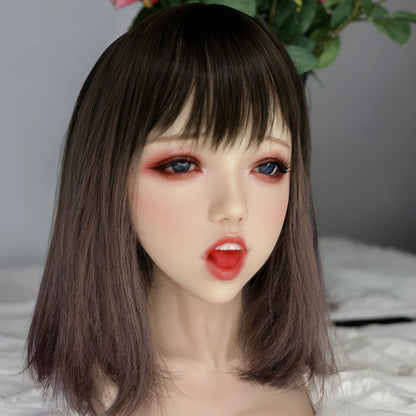 TPE doll single head,TPE material, art cosmetics, male adult toys, simulating female big head, real face, special mouth channel,