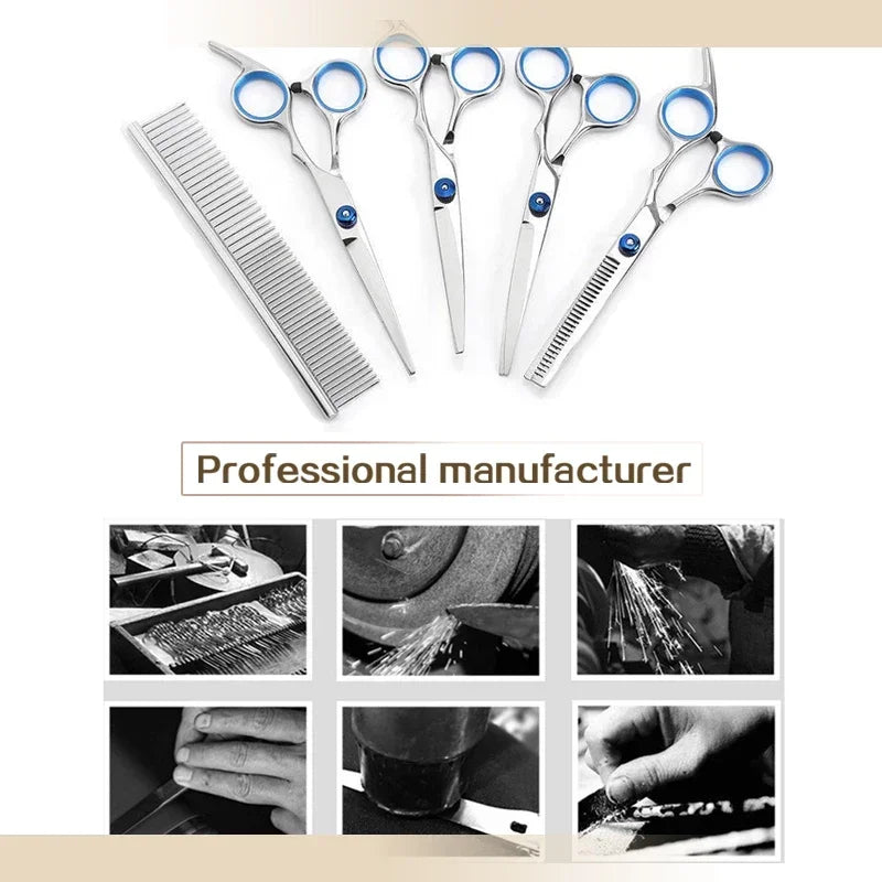 6 Inch Dogs Grooming Scissors Stainless Steel Pet Hairdresser Scissors For Dogs Professional Animal Barber Cutting Tools