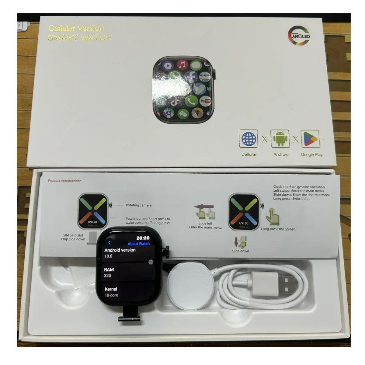 VP29 Smartwatch with rotating camera 2.29-inch AMOLED screen 490x580 Global Edition supports SIM WiFi GPS video calling
