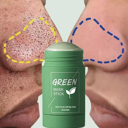 Green Tea Solid Mask Deep Cleansing Pores Shrinking Remove Blackhead Anti Acne Blemish Refreshing Mud Mask Brightening Skin Care