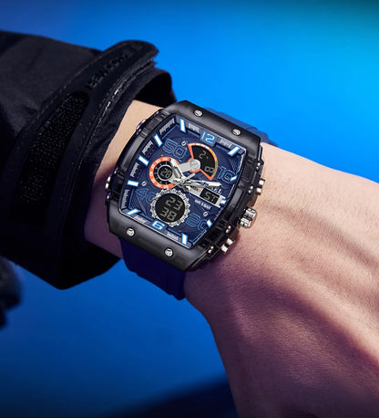 SMAEL Brand 8109 New electronic watch fashion square dual display waterproof luminous Multi-color For Men