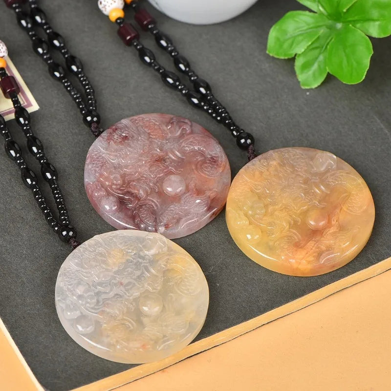 Natural Gold Silk Jade Auspicious Dragon Pendant Exquisite Personality Versatile Male and Female Couples Necklace Jade Pendant