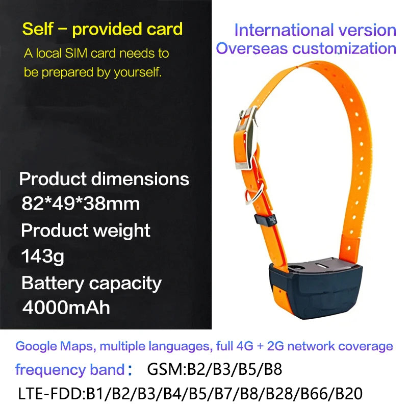 Pet Gps Locator, Hunting Dog Tracker, Dog Training Device, Remote Control, View Via App, Free, Waterproof