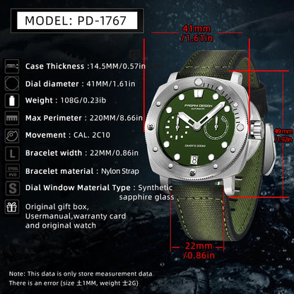 PAGANI DESIGN Men's Watches New Diver Automatic Mechanical Watch Sapphire Stainless Steel Sport 20 Bar Clock Relogios Masculino
