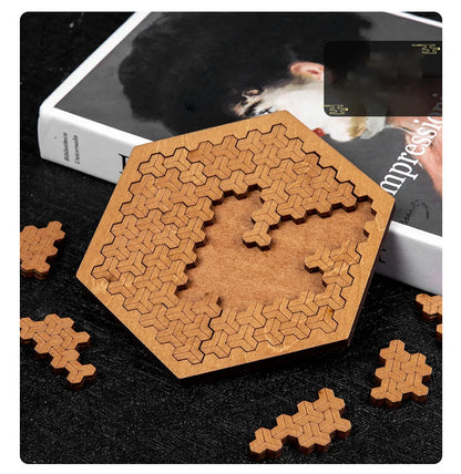 Impossible Wooden IQ Jigsaw Puzzle – 10-Level Brain Teaser Tangram Board Game