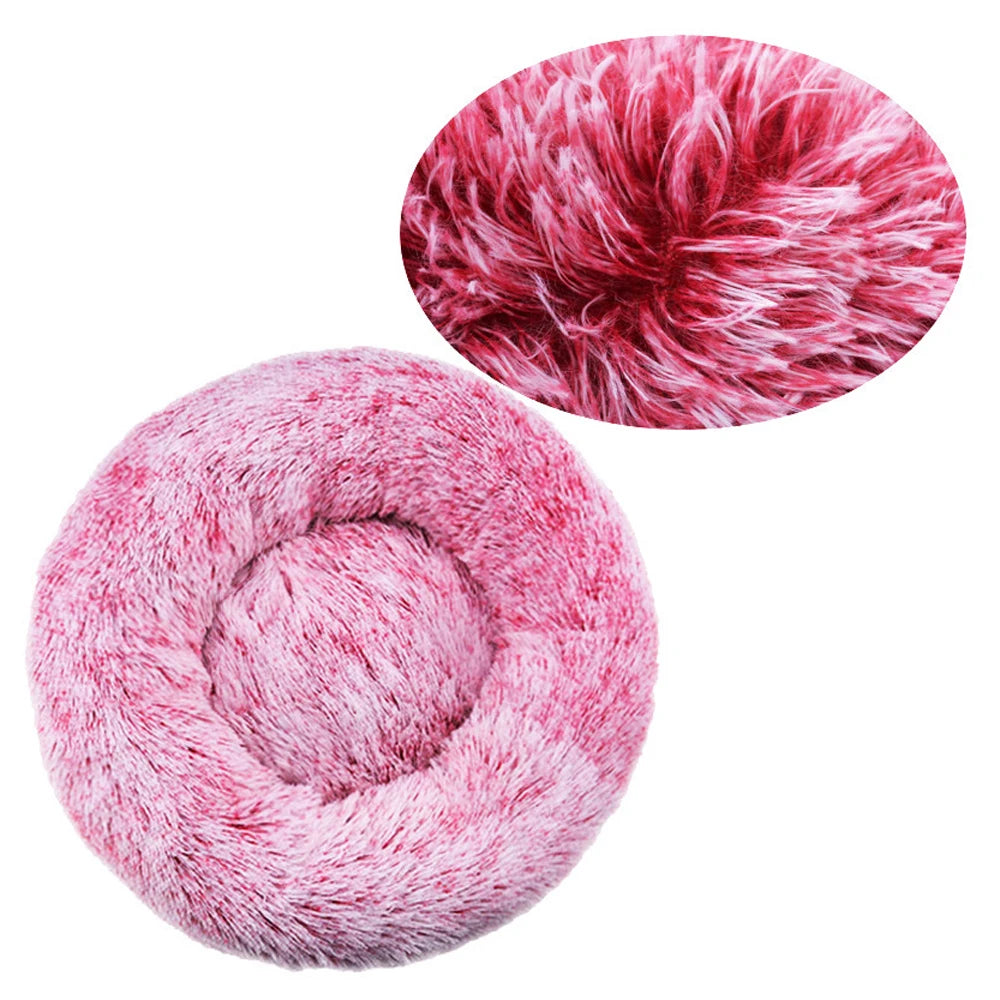 Plush Warm Round Large Dog Bed Winter Soft Puppy House Medium Cat Sofa Sleeping Bed Elastic Small Dog Kennel Nest Accessories