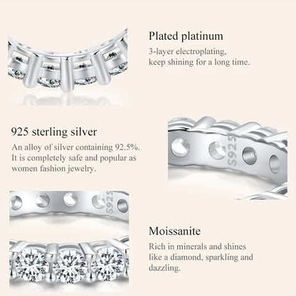 BAMOER Moissanite Ring Full Eternity Band for Women 925 Sterling Silver Diamond Wedding Engagement Ring